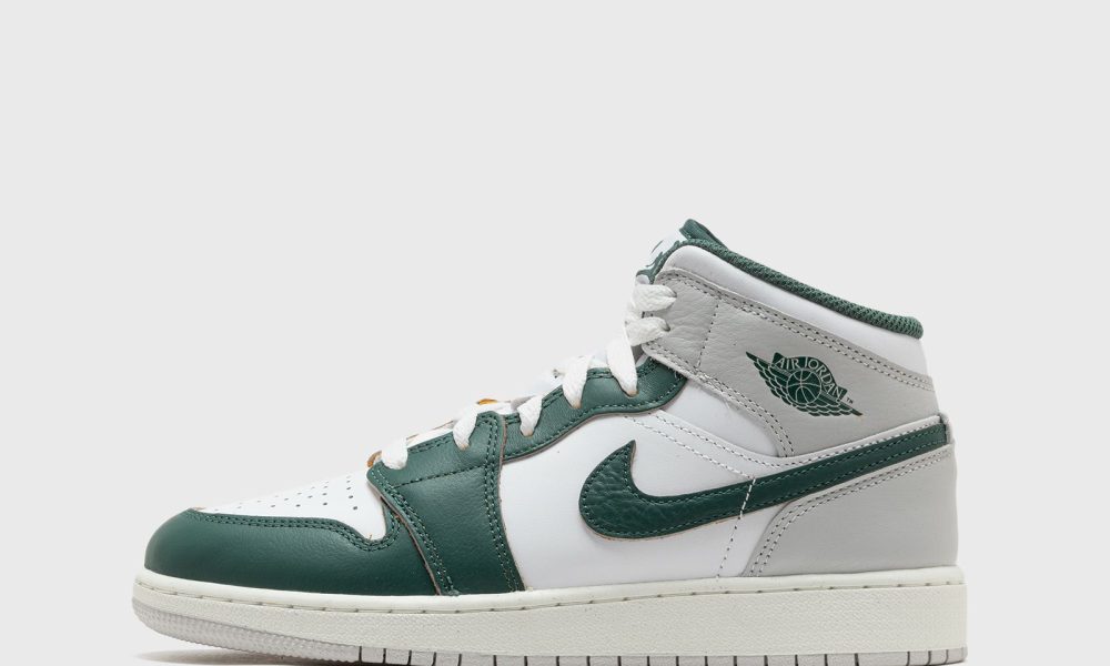 Air Jordan 1 Mid SE (GS) vibrant colorway sneaker for kids side view